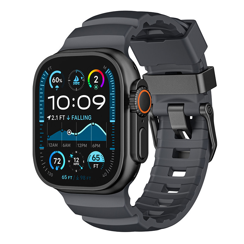 适用Ultra3苹果手表表带氟橡胶S11/S10金属透气防水防汗AppleWatch11手表带S9S8Se2代高级新款运