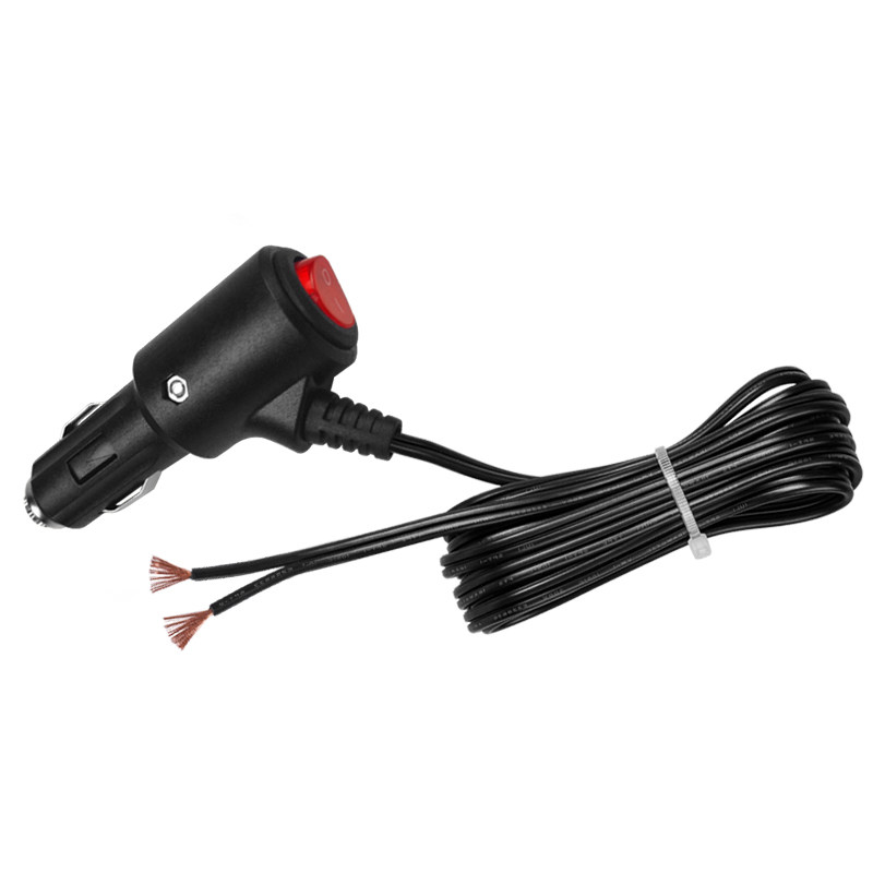车载点烟器插头带线带开关LED指示灯纯铜大功率汽车12V24V电源线