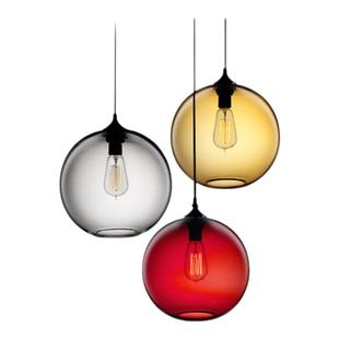 创意彩色玻璃圆球小吊灯复古美式餐厅吧台餐饮床头卧室泡泡球形灯