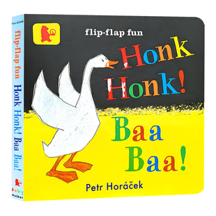 喇叭 喇叭 呸 呸 英文原版绘本 Honk Honk Baa Baa 异形纸板书 名家Petr Horacek作品 特色翻翻页 色彩动物认知 英语启蒙图画书