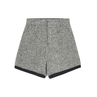 【3件9折】飘蕾深灰色绵羊毛短裤冬直筒职场通勤休闲阔腿