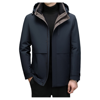 罗蒙白鹅绒中长款冬季男士羽绒服