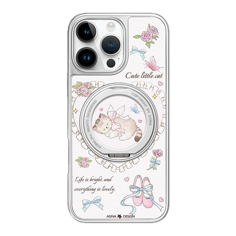 瞌睡猫猫适用苹果17Promax手机壳新款iPhone16Pro磁吸带支架Co2保护套支点ip15可爱高级感14好看13pm全包女