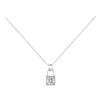 摩典莫桑石925纯银情侣锁扣项链