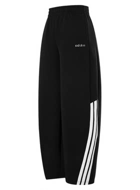 adidas阿迪达斯运动裤女款裤子三道杠卫裤休闲运动阔腿长裤KQ5359