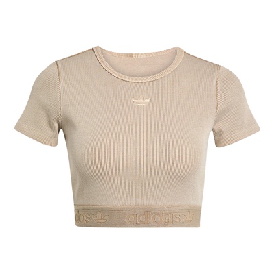 Adidas/阿迪达斯官方正品三叶草女士修身针织短款透气短袖JW3577