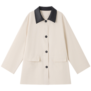 Halo Luu 白色风衣外套女春季2026新款韩系小个子休闲短款设计感