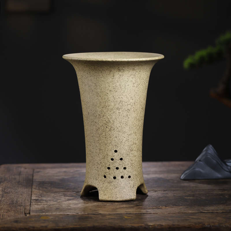 清香阁紫砂 寒兰莲瓣兰花盆 美人腰室内透气手工中式简约绿植花器