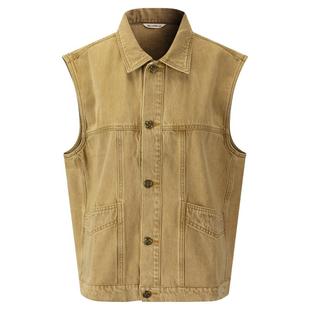 DTLANDO秋季女装无袖牛仔马甲复古做旧设计师品牌100%棉马夹外套