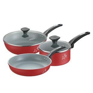 爱仕达套装锅麦饭石色不粘锅三件套厨房家用锅具电磁炉燃气灶通用