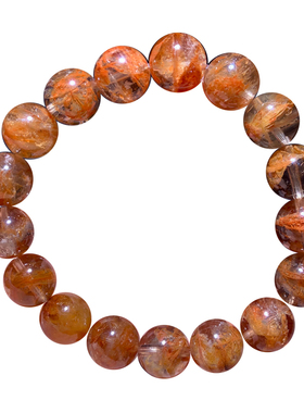 天然冰透大颗粒红泥骸骨手串情侣