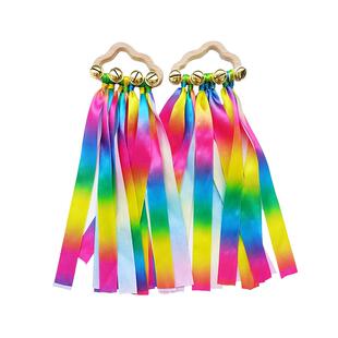 老外同款儿童云朵彩带手摇铃幼儿园早操舞蹈早操器械表演道具早教