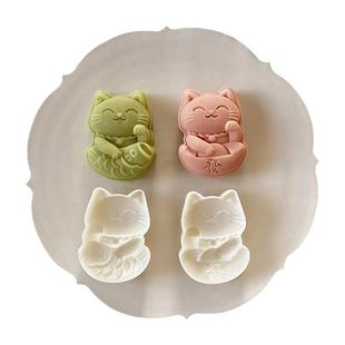 新年招财猫月饼模春节凤梨酥饼冰皮糕点模具锦鲤元宝绿豆糕模工具