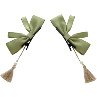 原创中国风对夹侧耳发夹蝴蝶结小流苏汉服女款头饰设计感复古发饰