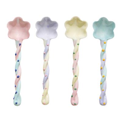 Mintrain可愛麻花陶瓷釉长柄勺