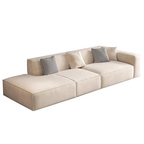 意式极简约轻奢高档云感绒现代客厅小户型直排豆腐块侧贵妃位沙发