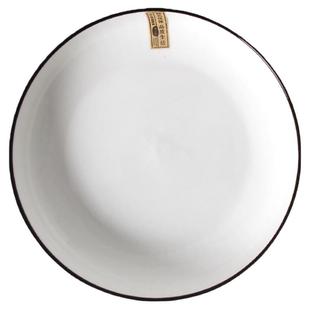 盘子菜盘家用深盘新款陶瓷山田圆盘菜碟子黑线白色釉下彩餐具套装