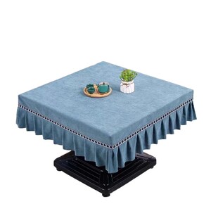 烤火桌子罩正方形麻将桌套罩方桌桌布棉麻布艺台布轻奢八仙桌罩套