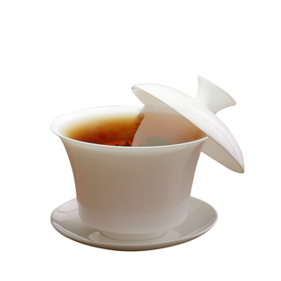 骨瓷超薄胎马蹄三才盖碗泡茶碗单个高档白瓷茶杯潮州工夫茶具茶碗