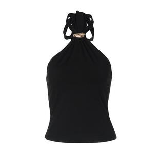 shemoda 时尚百搭金属环绑带挂脖吊带背心女性感露背修身辣妹上衣
