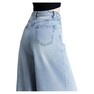 高端女装复古牛仔裤女宽松阔腿裤