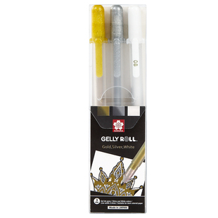 日本Sakura樱花牌高光笔美术专业学生画画的动漫手绘提亮漫画素描08手账黑色纸用白笔细金银色