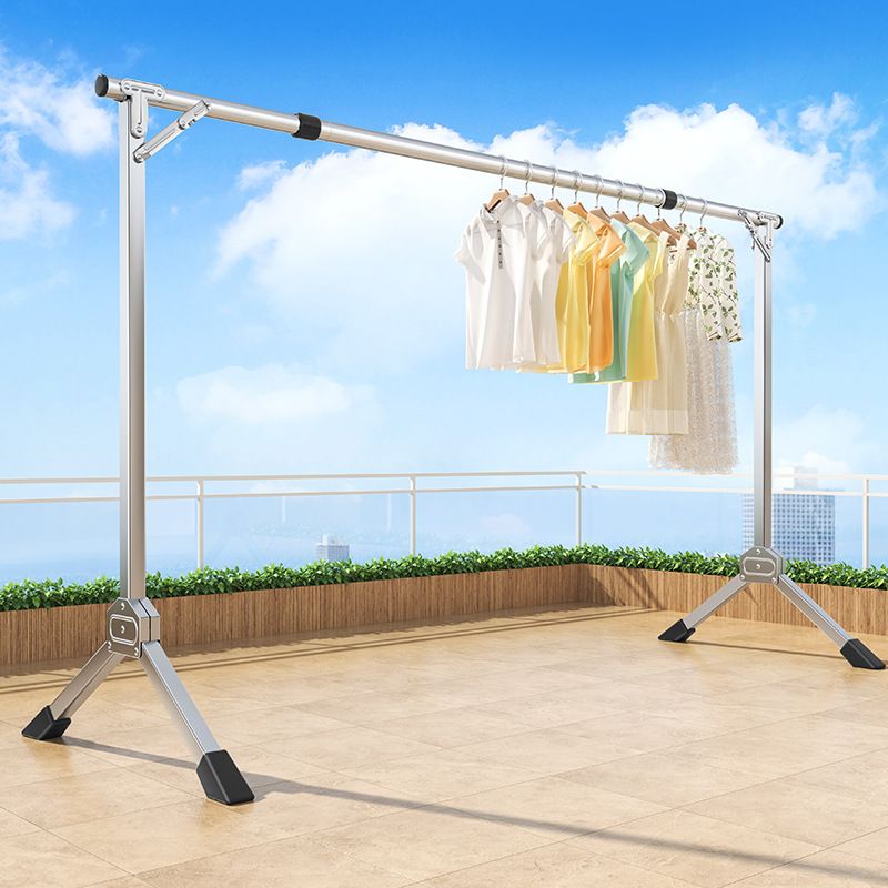 单杆式不锈钢晾衣架落地折叠室内阳台折叠晾衣杆卧室宿舍晒衣架