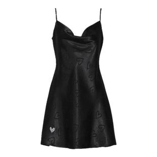 DPLAYSWEET轻奢定制爱心提花缎面睡裙荡领吊带睡衣睡袍套装女士