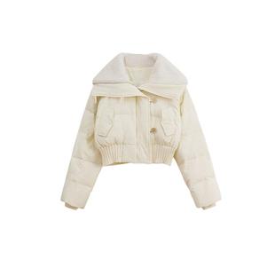 保命羊羔绒翻领短款外套女2025秋冬季新款设计感法式小众羽绒棉服