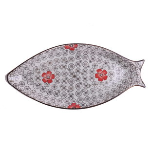 鱼盘子家用新款景德镇陶瓷双耳鱼盘长方形大号蒸鱼盘子鱼形状盘子