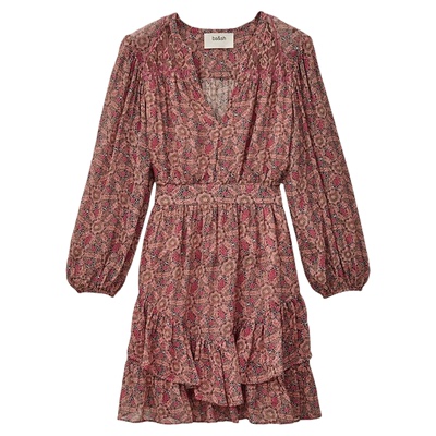 bash2026新款春季午后蔷薇波西米亚风复古印花短款连衣裙1E26TOLI