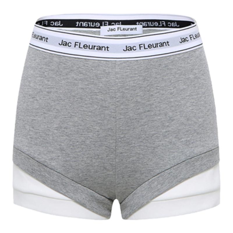 JAC FLEURANT【徐梦洁同款】织带拼色包臀假两件短裤灰色黑色