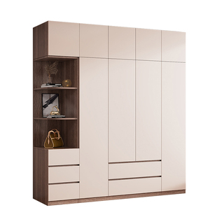 全实木衣柜家用卧室现代简约免把手平开门柜子定制大容量整体衣橱