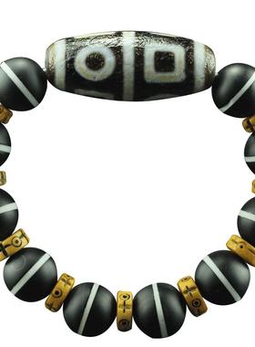 西藏双天地九眼老天珠