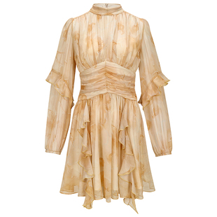 sincethen 法式风短裙小个子碎花裙长袖裙子连衣裙女早春2024新款