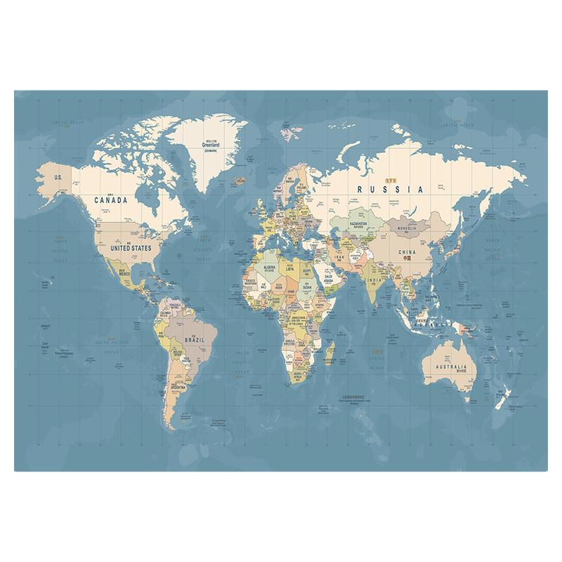 中英文世界地图背景墙壁画