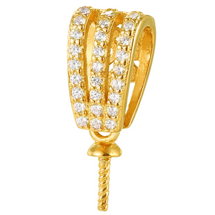 925纯银吊珠盘针盘小花帽子万能吊坠扣头DIY珍珠空托项链配件材料