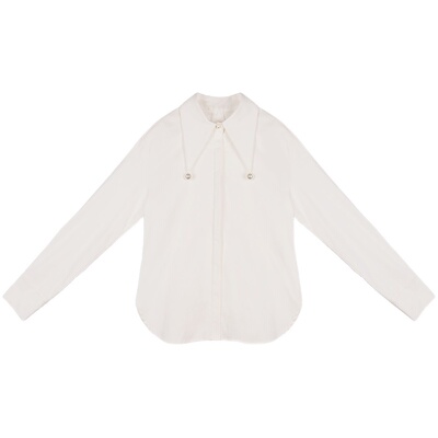 【咖沫】原创设计珍珠领白色衬衫2026新款女装时尚洋气长袖女上衣