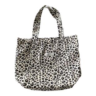 就是爱豹纹 韩国ins单肩大容量学生小个子复古帆布包秋冬托特包女