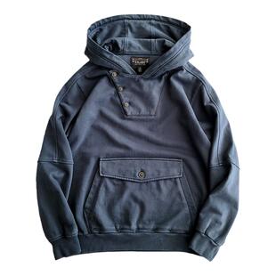 西里布全棉连帽套头半开领卫衣外套水洗做旧日系咔叽复古非rrl