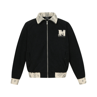 MEDM 拼接腰果花灯芯绒休闲翻领夹克春秋季美式通勤男女宽松外套
