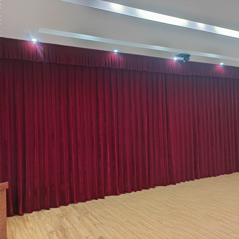 定制舞台幕布黑色绒布金丝绒婚庆加厚会议背景布幕布电动幕红色