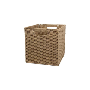 收纳筐仿藤编收纳箱藤编置物筐编制款配实木宫格书架使用置物篮子