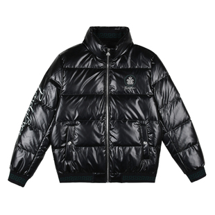 雷迪波尔男装羽绒服2024秋冬新款立领休闲刺绣亮面鸭绒保暖外套男