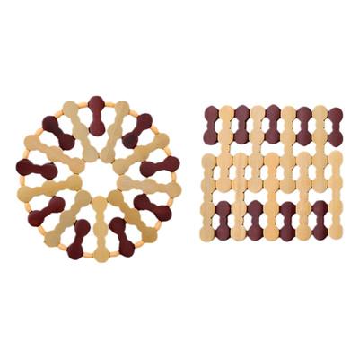 10个装竹制菜垫子隔热垫餐桌垫杯垫碗垫防烫锅垫盘子竹垫家用餐垫