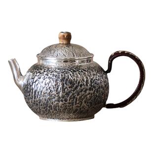 纯银时代寸金文大师系列荒地纹银壶纯手工泡茶壶足银999家用120ml
