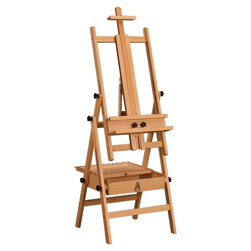 画架美术生专用可折叠木儿童支架式画板套装带抽屉木制油画素描平立两用油画架美术榉木家用实木画画架第二代
