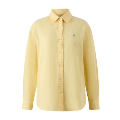 ELAND亚麻宽松长袖纯色衬衫