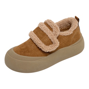 二棉鞋女款2025冬季新款加绒加厚魔术贴一脚蹬板鞋保暖休闲运动鞋