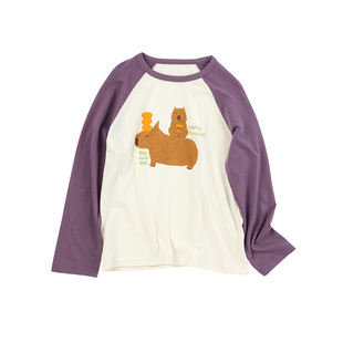 【复古玩具印花】幼岚童装「经典撸猫棉」插肩T恤24秋季新款儿童